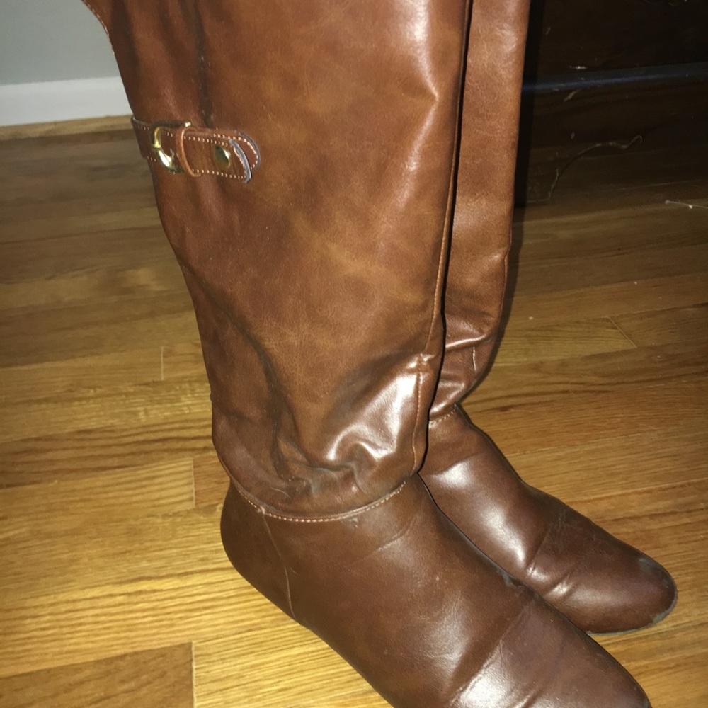 Faux Leather Brown Riding Boots